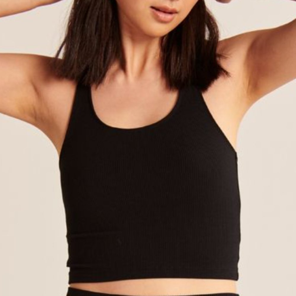 Abercrombie & Fitch Black Ribbed Racerback Tank Top Size: Medium Only Worn Once